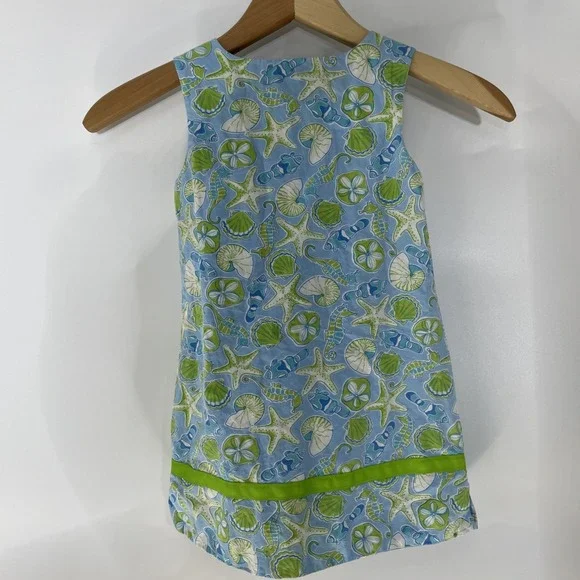 Hartstrings Reversible Dress Size 4 Girl's Blue Green Sealife and Plaid - Picture 9 of 10
